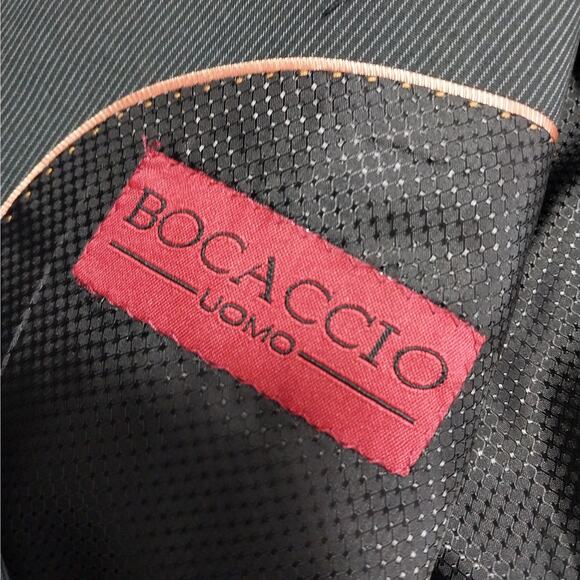 NWT@$239! BOCCACIO UOMO! BLACK W/FINE GRAY PINSTRIPES BLAZER, JACKET! SZ 42R - Picture 11 of 13